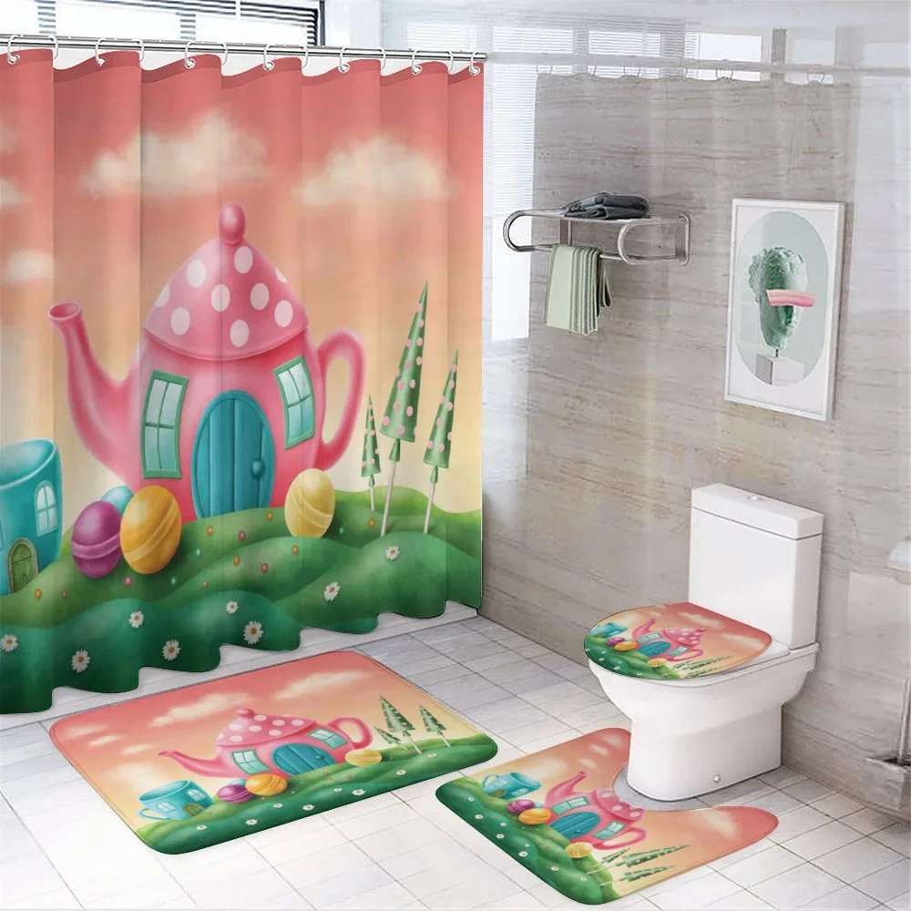 Teapot and Teacup House — 4-Piece Bathroom Set preview