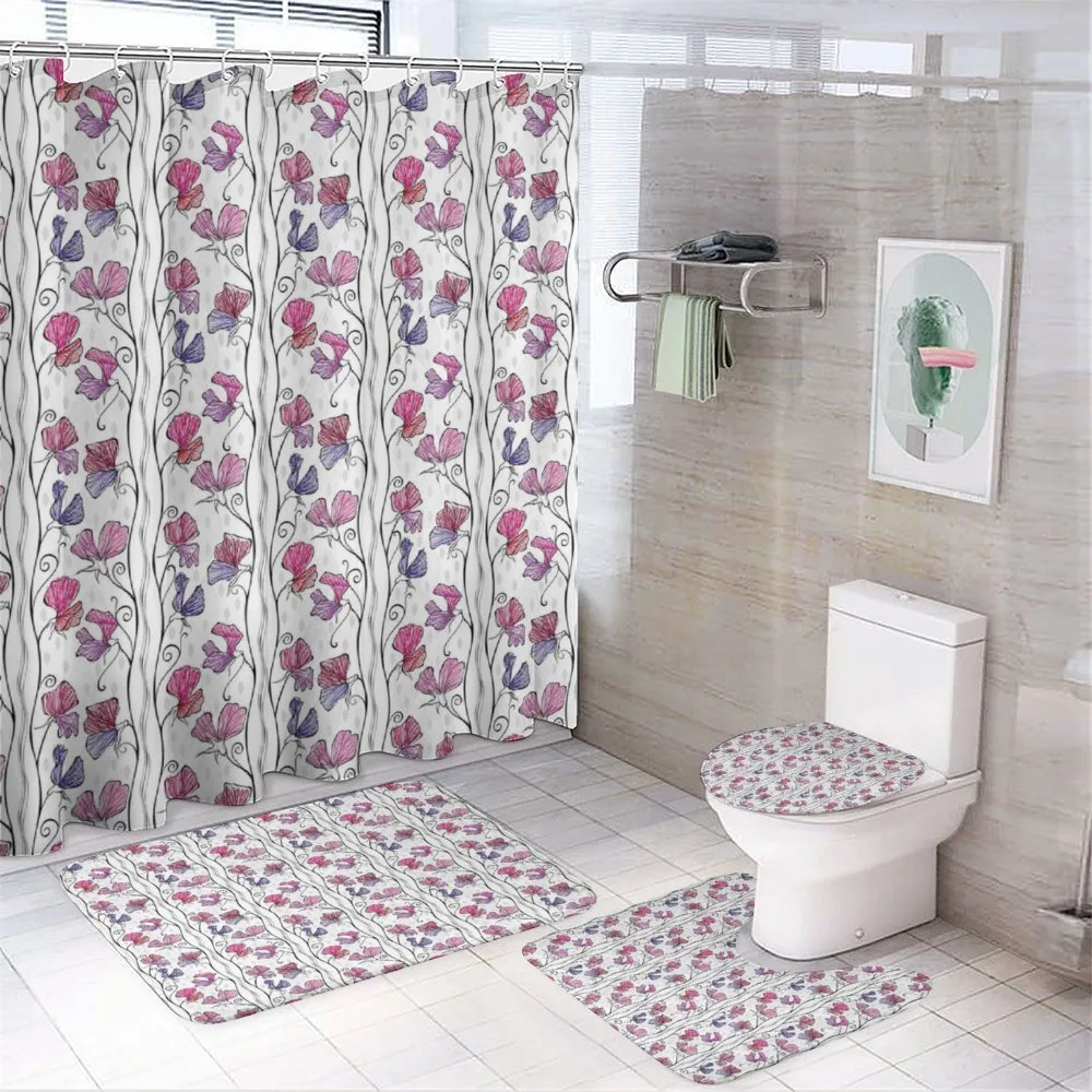 Flowers on Thin Branches Art — 4-Piece Bathroom Set preview