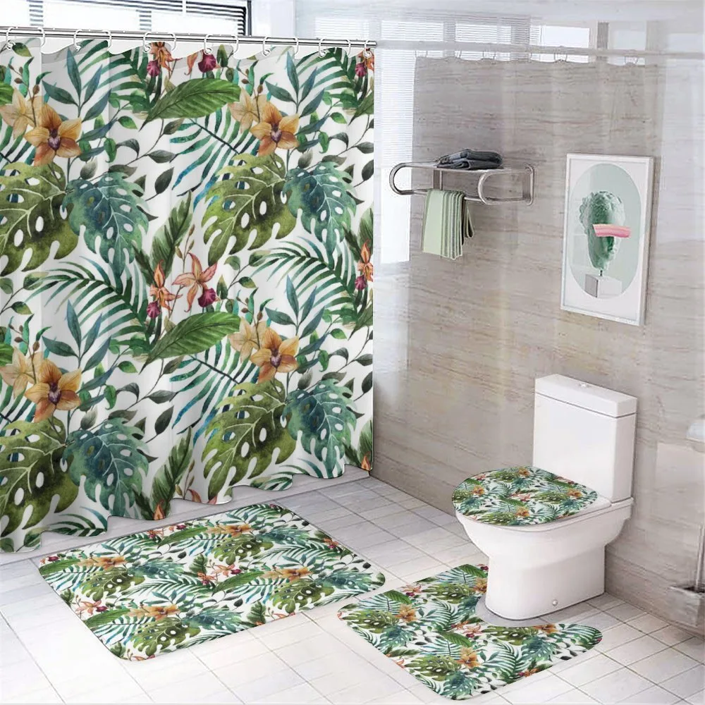 Palm Tree Flowers Hibiscus — 4-Piece Bathroom Set preview