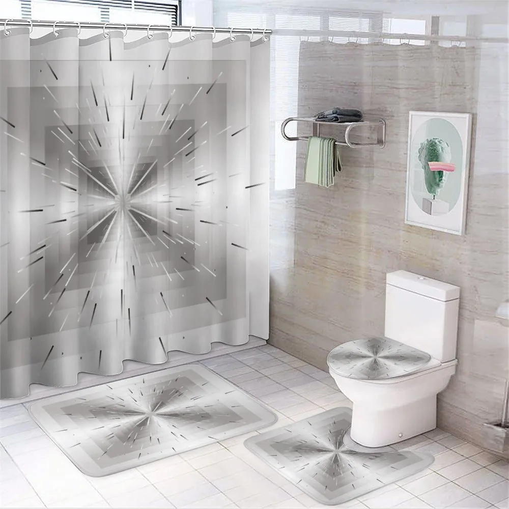 Squares and Lines Design — 4-Piece Bathroom Set preview