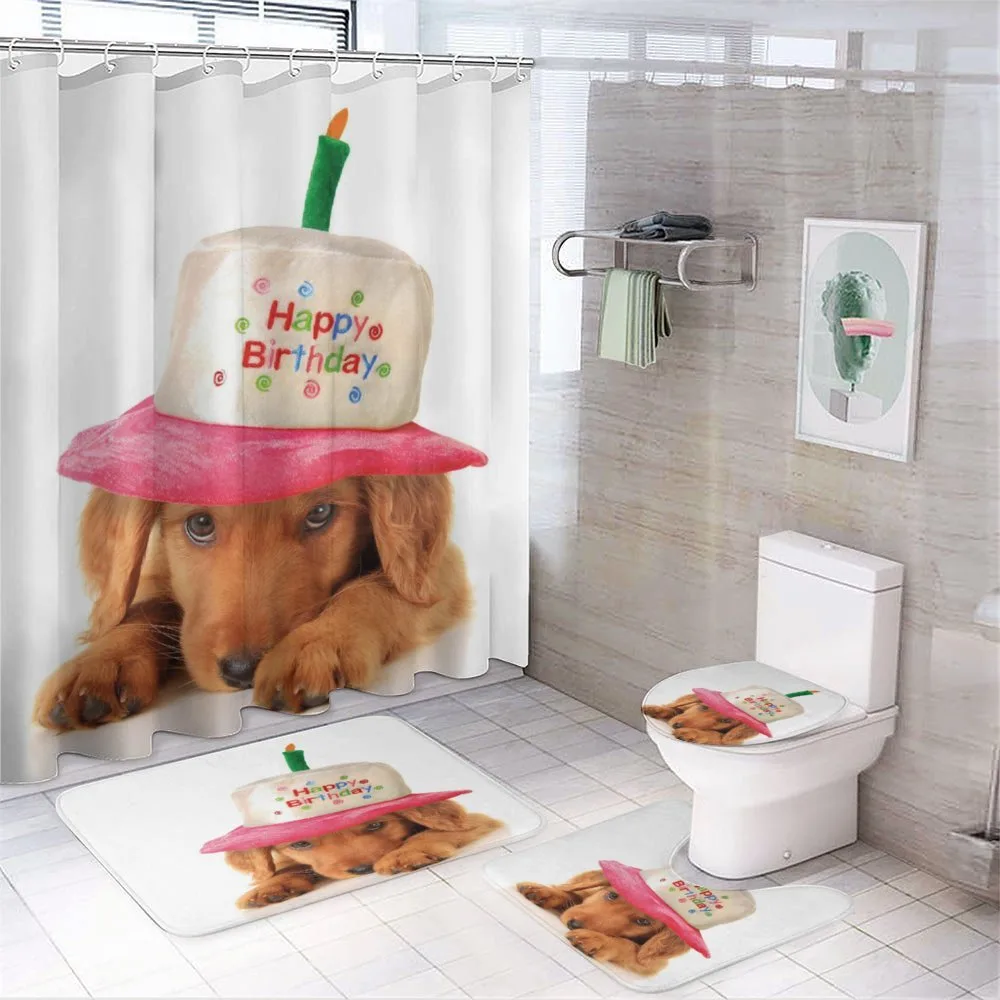Young Puppy with Hat — 4-Piece Bathroom Set preview