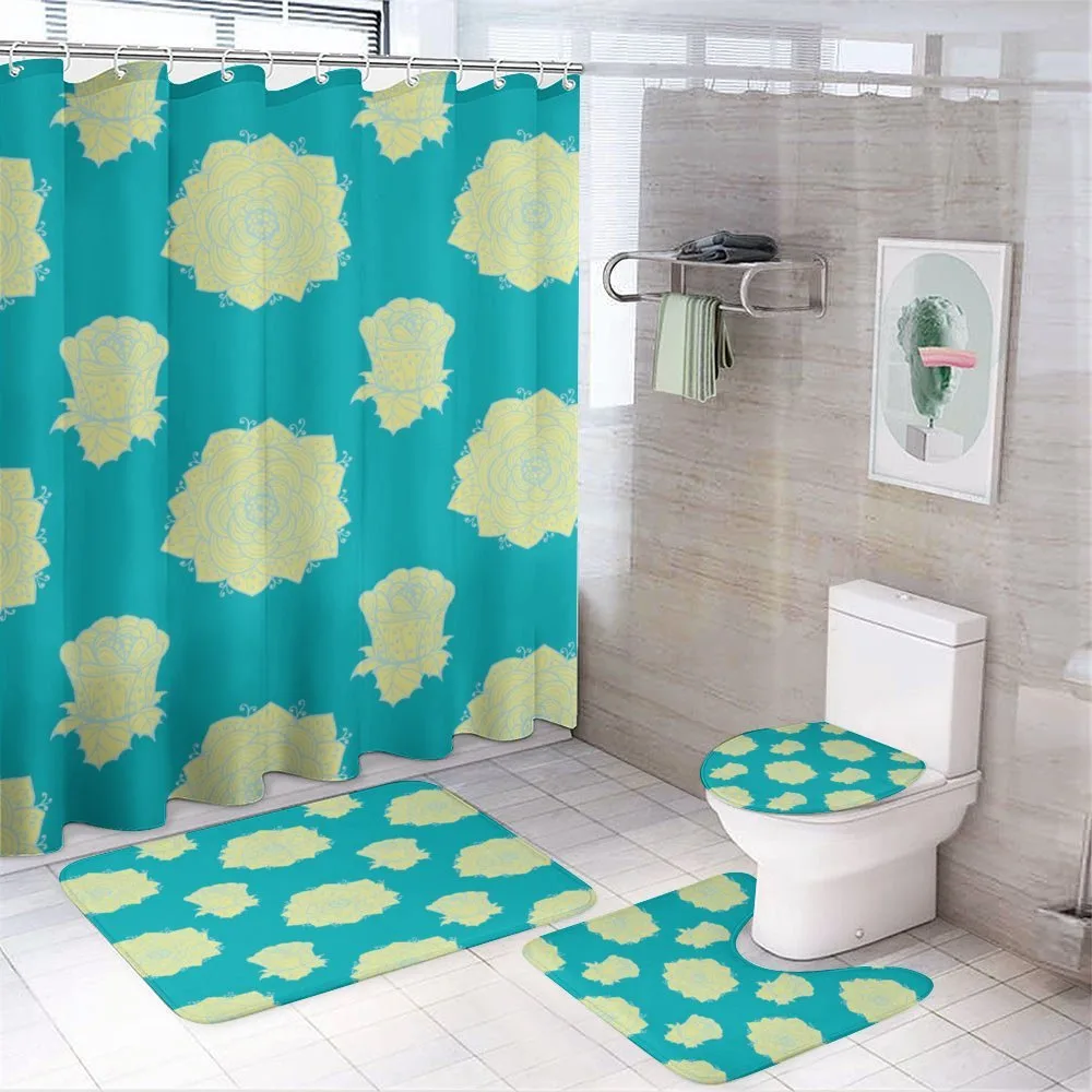 Overview of Detailed Flowers — 4-Piece Bathroom Set preview