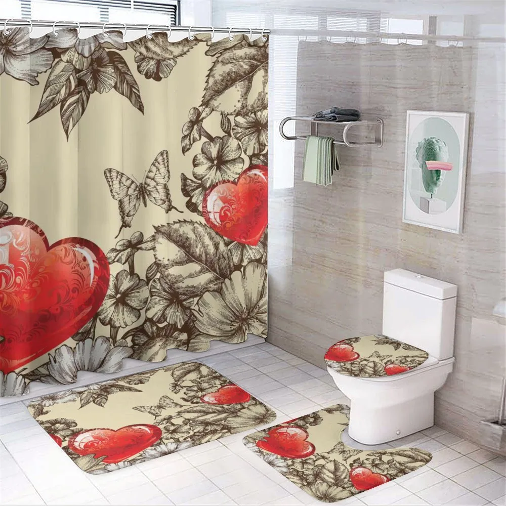 Flowers and Butterfly — 4-Piece Bathroom Set preview