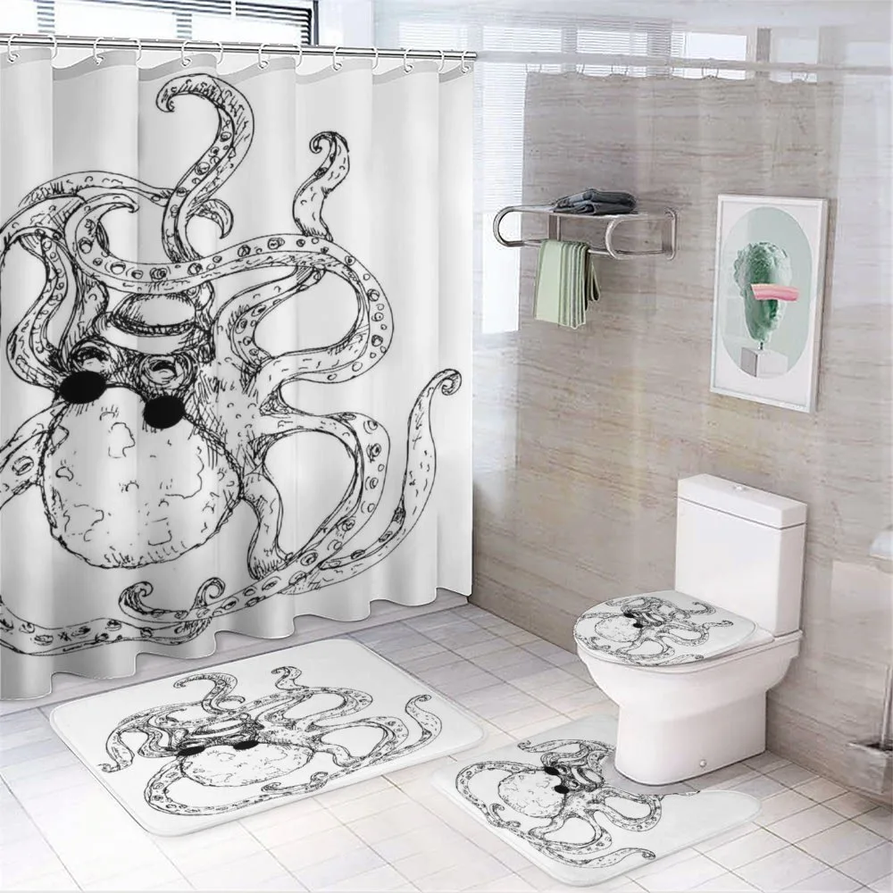 Hipster Animal Sketch — 4-Piece Bathroom Set preview