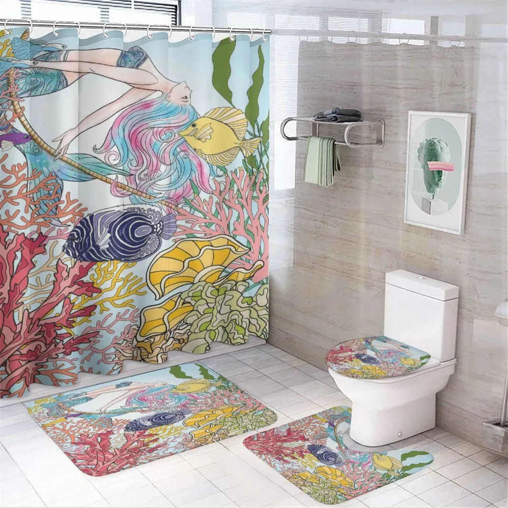 Sketchy Sea Coral Reefs — 4-Piece Bathroom Set preview