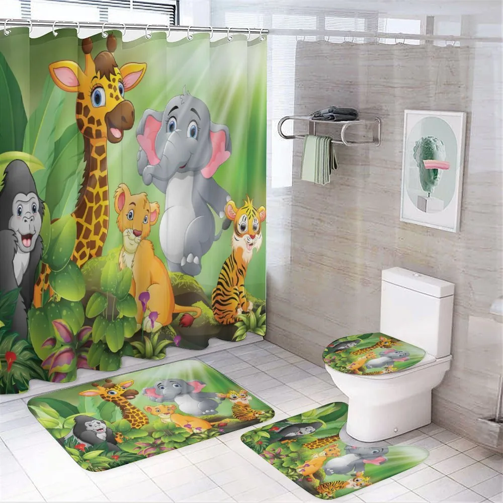 Cartoon Style Wild Animals — 4-Piece Bathroom Set preview