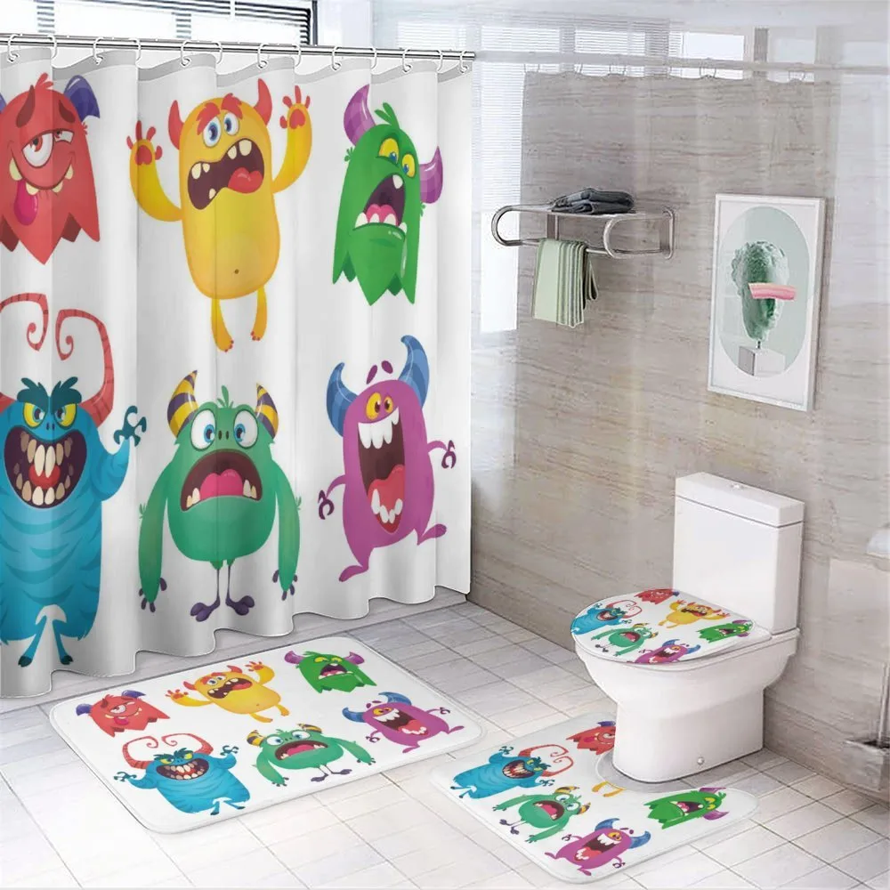 Monsters with Whimsical Face — 4-Piece Bathroom Set preview