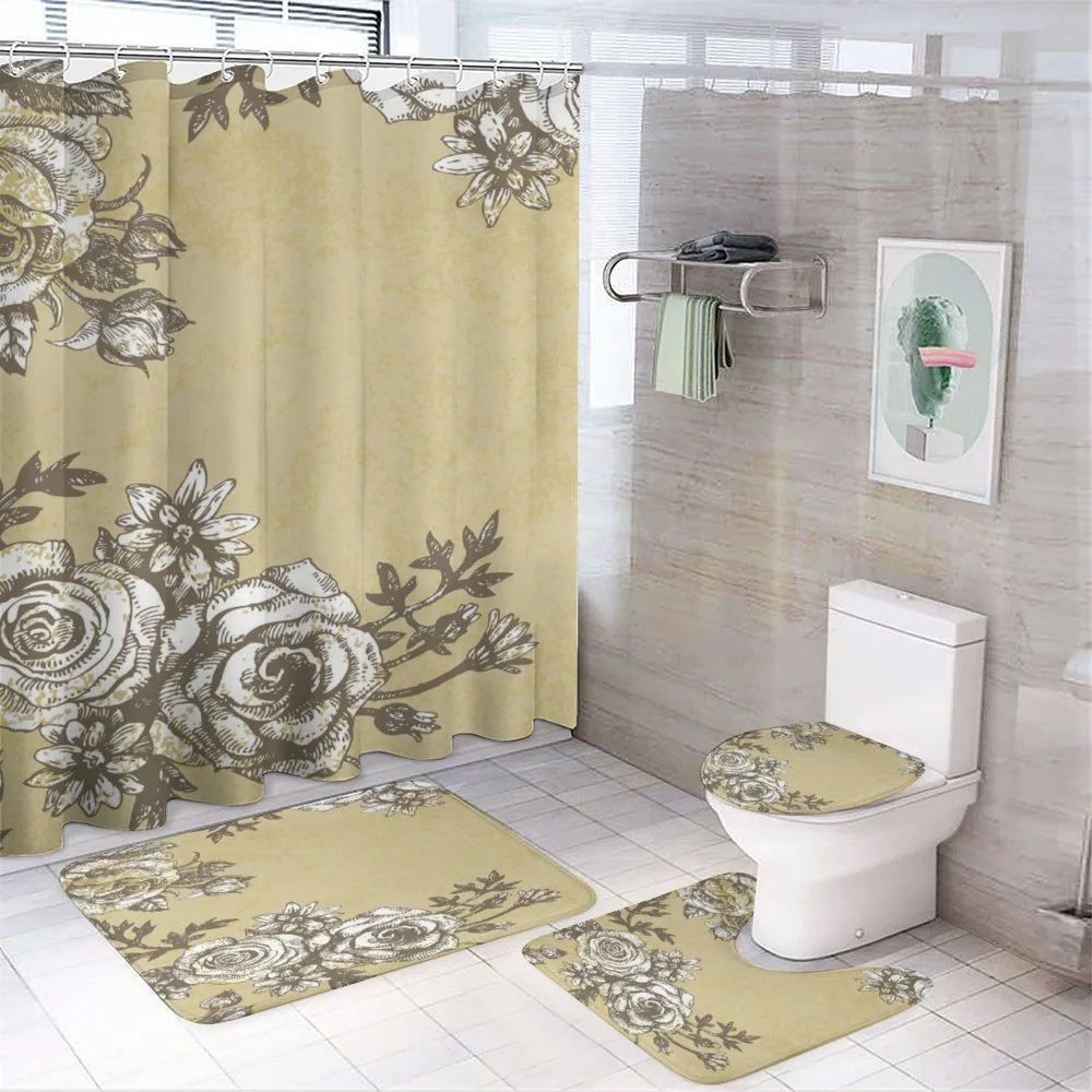 Grunge Old Roses Retro — 4-Piece Bathroom Set preview
