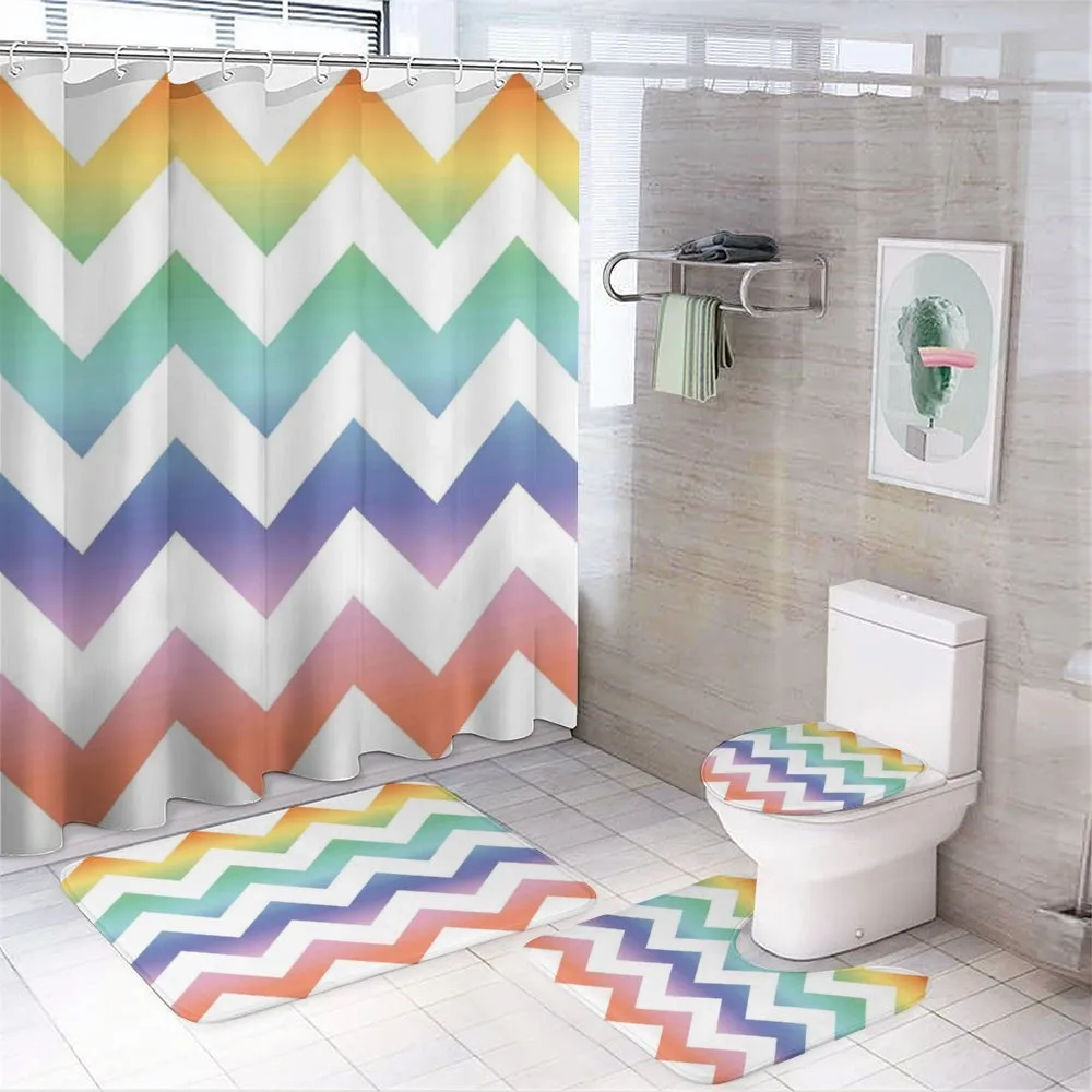 Large Zig Zag Pattern — 4-Piece Bathroom Set preview
