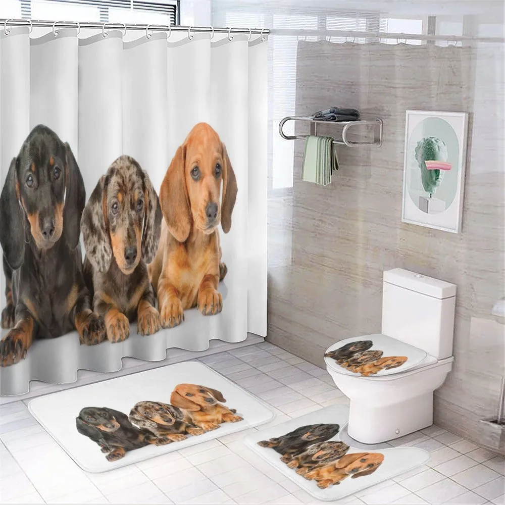 Different Color Dogs Lays — 4-Piece Bathroom Set preview