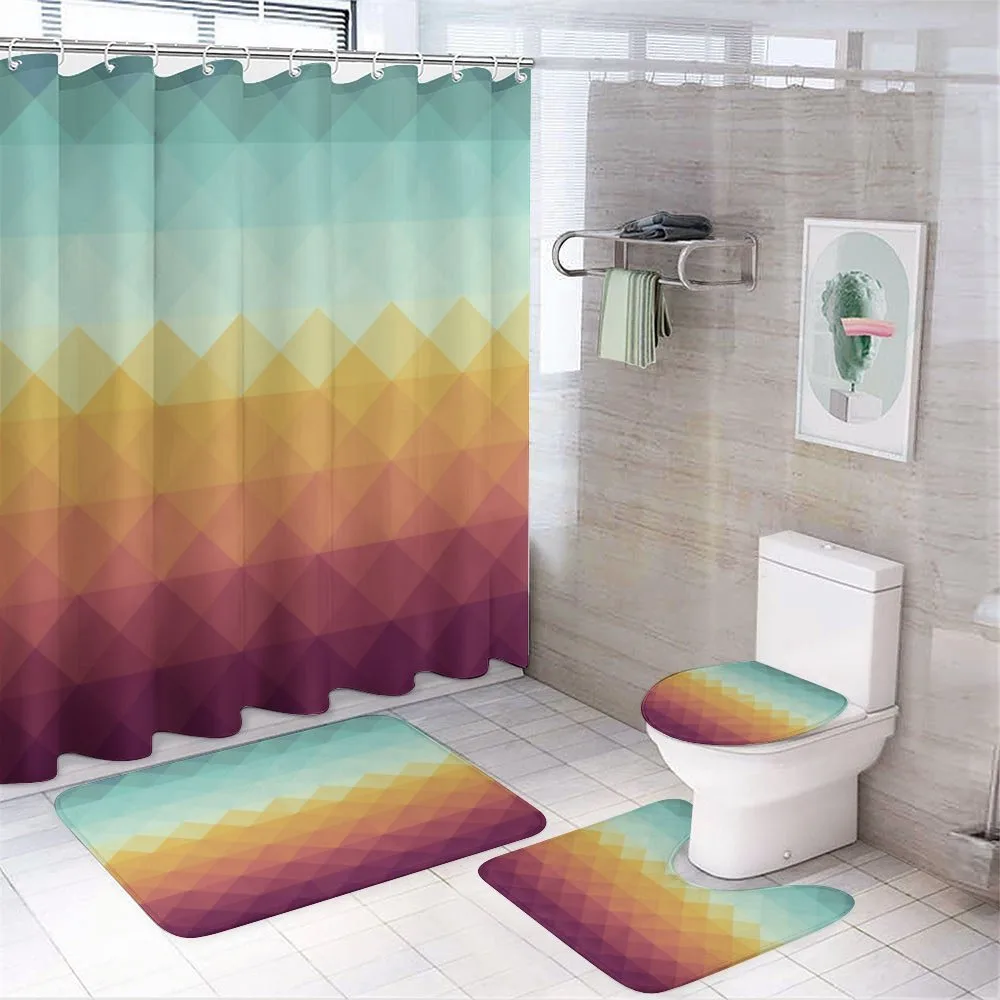 Abstract Checkered Pastel — 4-Piece Bathroom Set preview