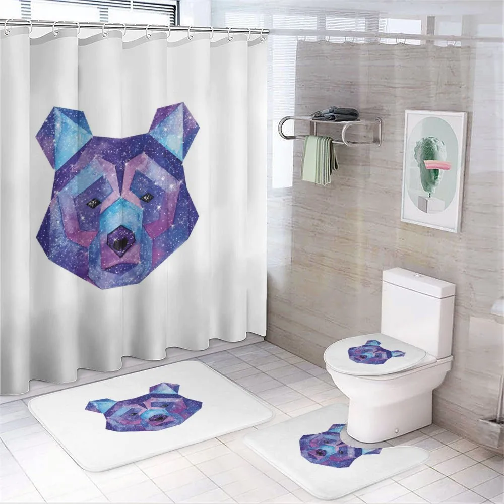Cosmic Polygonal Portrait — 4-Piece Bathroom Set preview