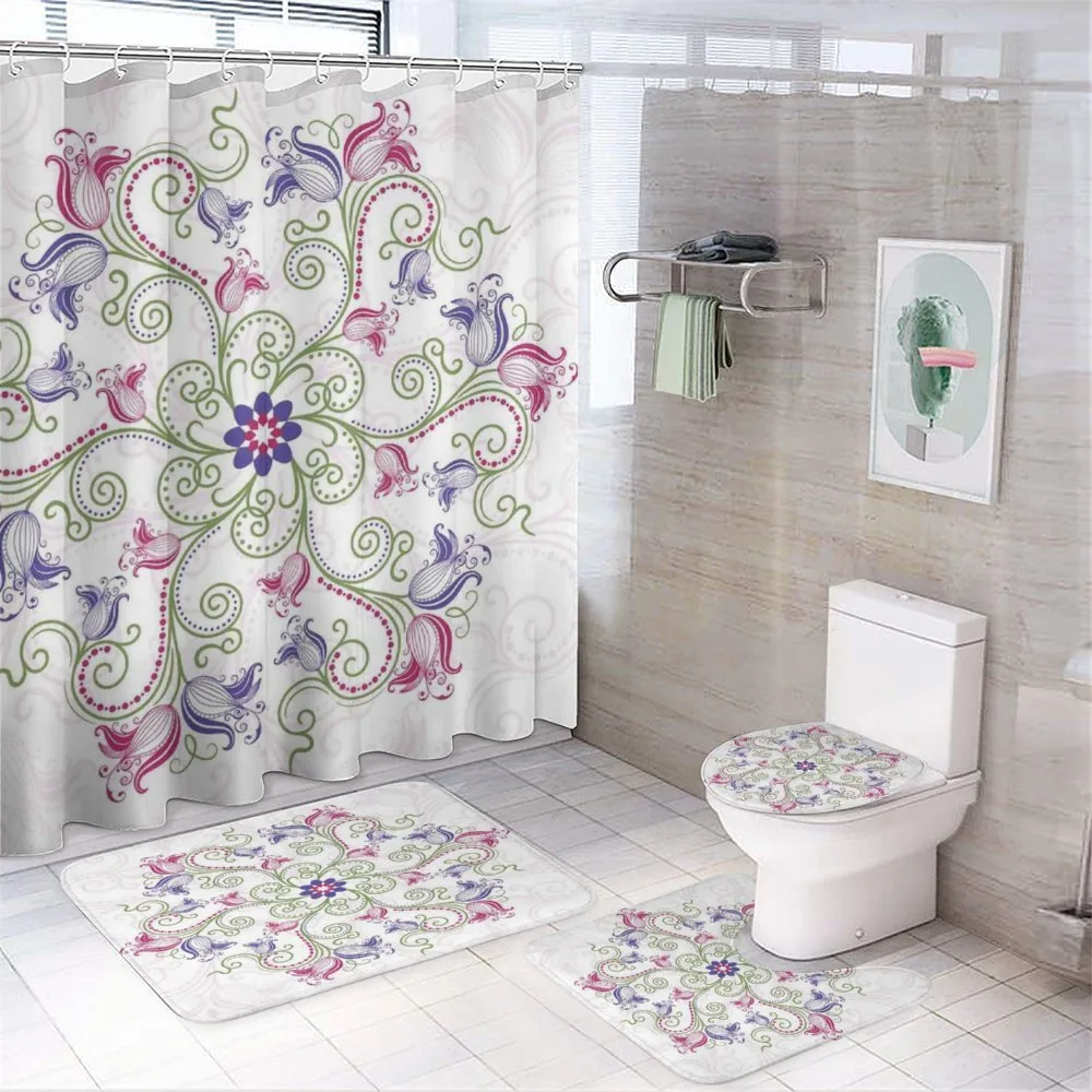 Round Flower Frame — 4-Piece Bathroom Set preview