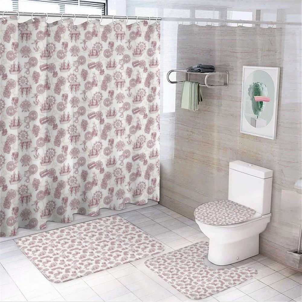 Ship Compass Rope Wheel — 4-Piece Bathroom Set preview