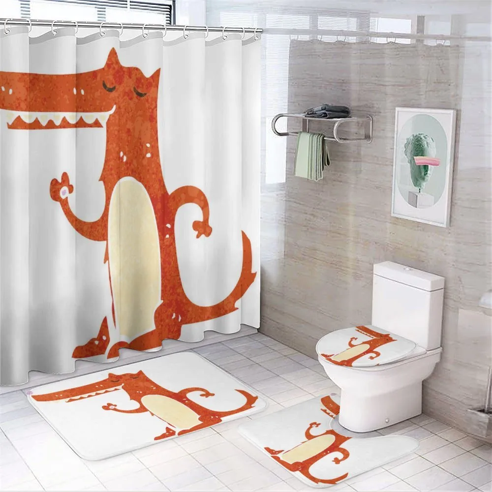 Retro Cartoon Funny Mascot — 4-Piece Bathroom Set preview