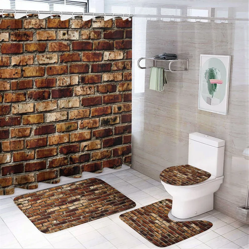 Old Grunge Brick Wall — 4-Piece Bathroom Set preview