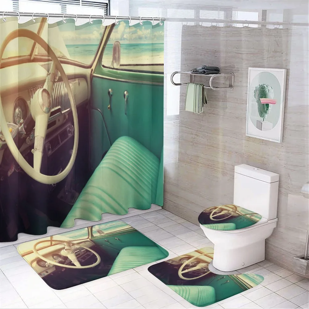 Vintage Car at the Seaside — 4-Piece Bathroom Set preview