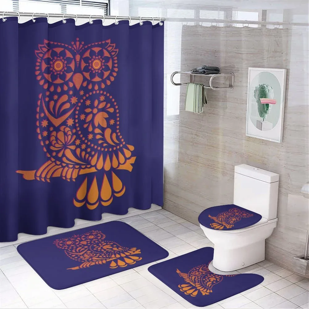 Ornamental Vintage Owl — 4-Piece Bathroom Set preview