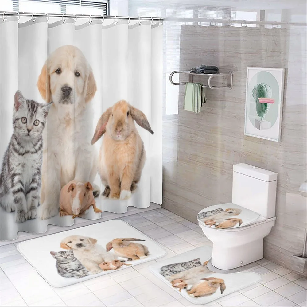 Bunny Piglet Staring — 4-Piece Bathroom Set preview