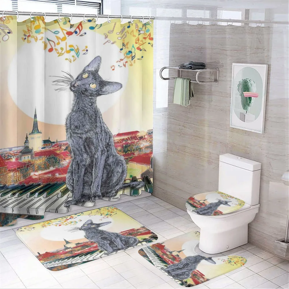 City Skyline Kitty Piano — 4-Piece Bathroom Set preview