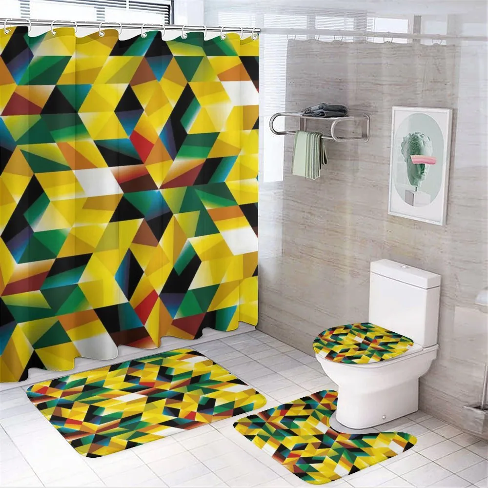 Geometric Green — 4-Piece Bathroom Set preview