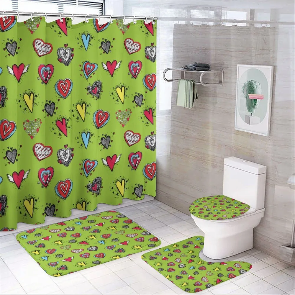 Hand Drawn Hearts Sketch — 4-Piece Bathroom Set preview