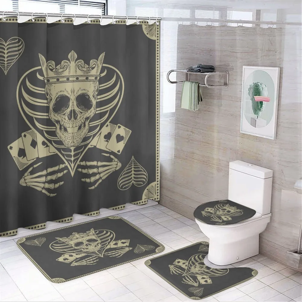Vector Skull Poker Cards — 4-Piece Bathroom Set preview