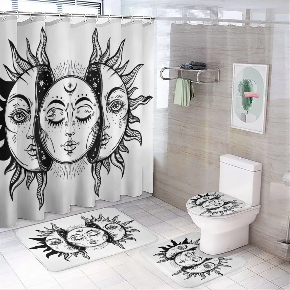 Monochrome Sun and Moon — 4-Piece Bathroom Set preview