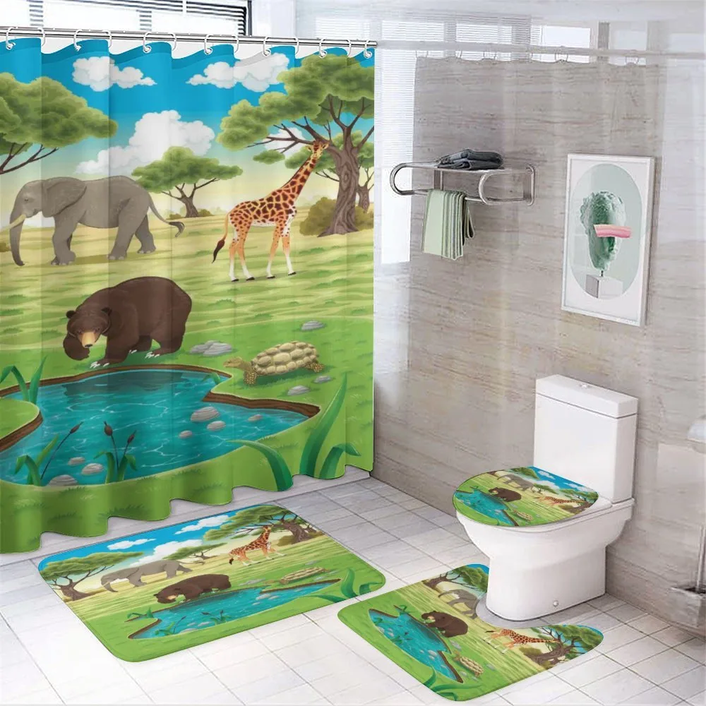 Jungle Bear Giraffe — 4-Piece Bathroom Set preview