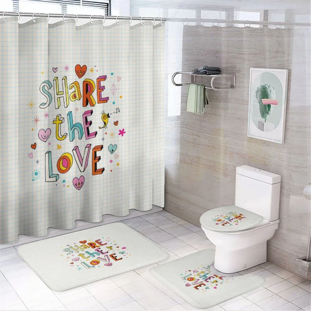 Happy Childish Hearts Bird — 4-Piece Bathroom Set preview