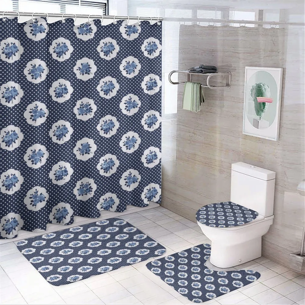 Motifs Dots Flowers — 4-Piece Bathroom Set preview