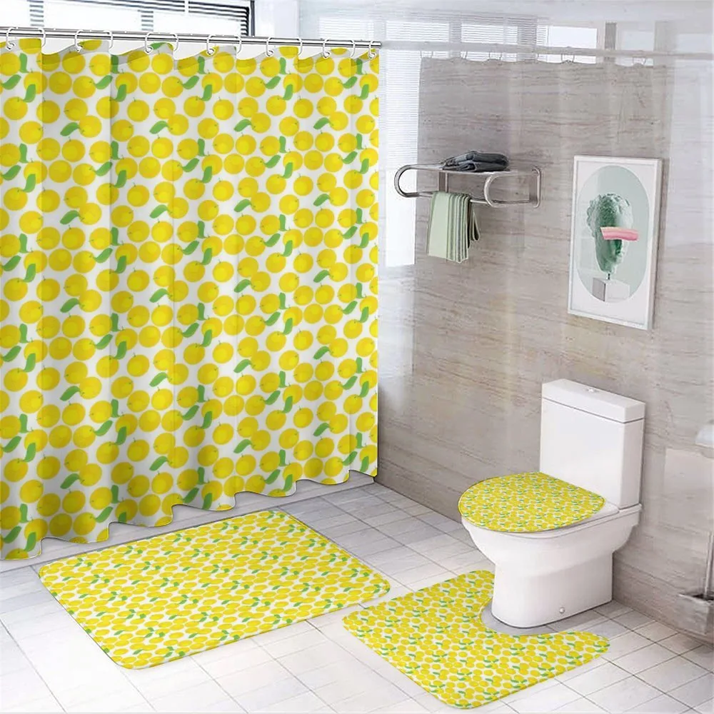 Repeating Citrus Plant Orange — 4-Piece Bathroom Set preview