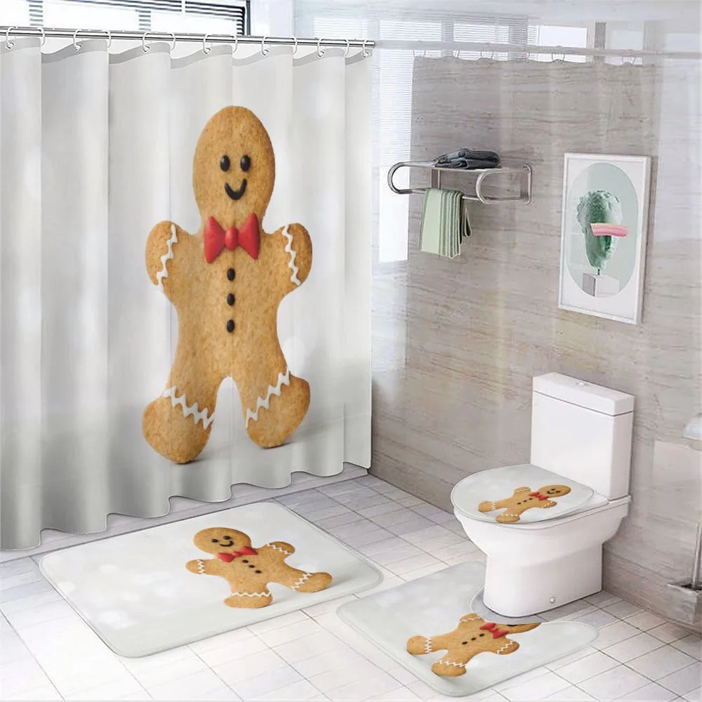 Gingerbread Man in a Bow Tie — 4-Piece Bathroom Set preview