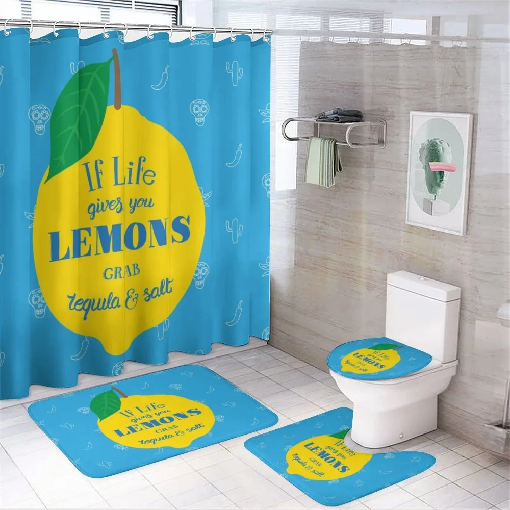 Mexican Words on Lemon — 4-Piece Bathroom Set preview