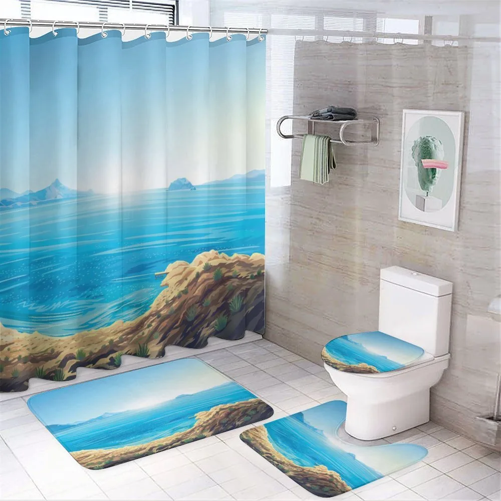 Seascape Cartoon — 4-Piece Bathroom Set preview