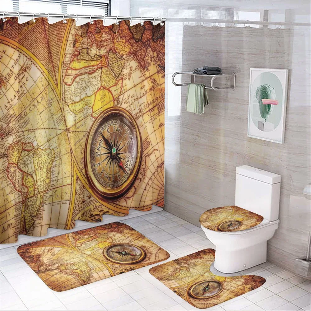Old World Map — 4-Piece Bathroom Set preview