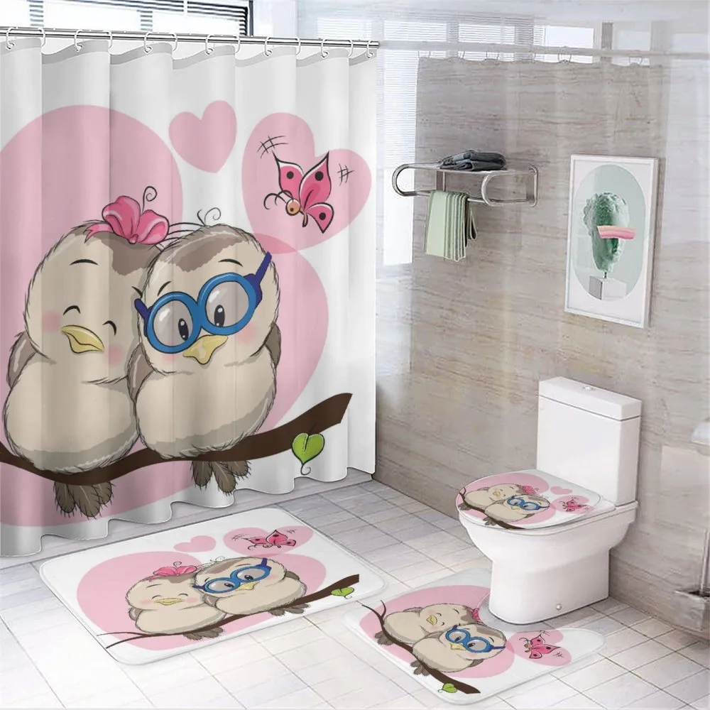 Cartoon Birds Valnetine — 4-Piece Bathroom Set preview