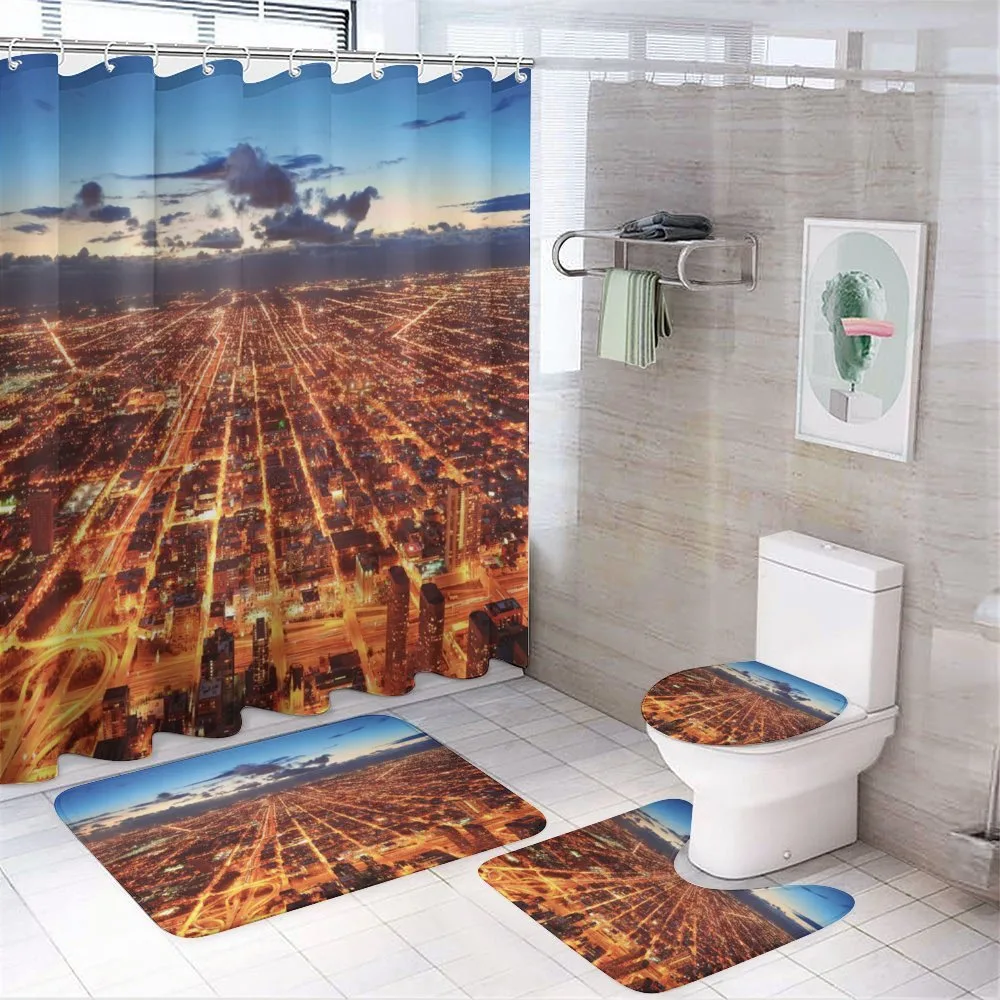 Chicago Downtown Aerial — 4-Piece Bathroom Set preview