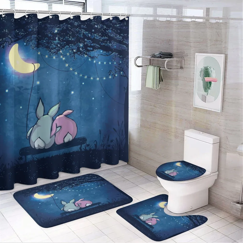Rabbit Couple Art — 4-Piece Bathroom Set preview
