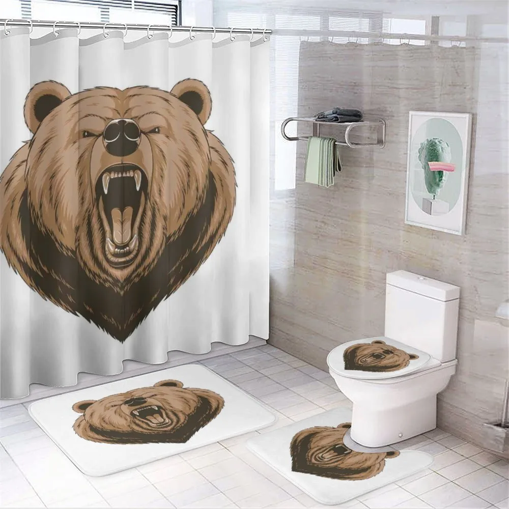 Angry Scary Face Mascot — 4-Piece Bathroom Set preview
