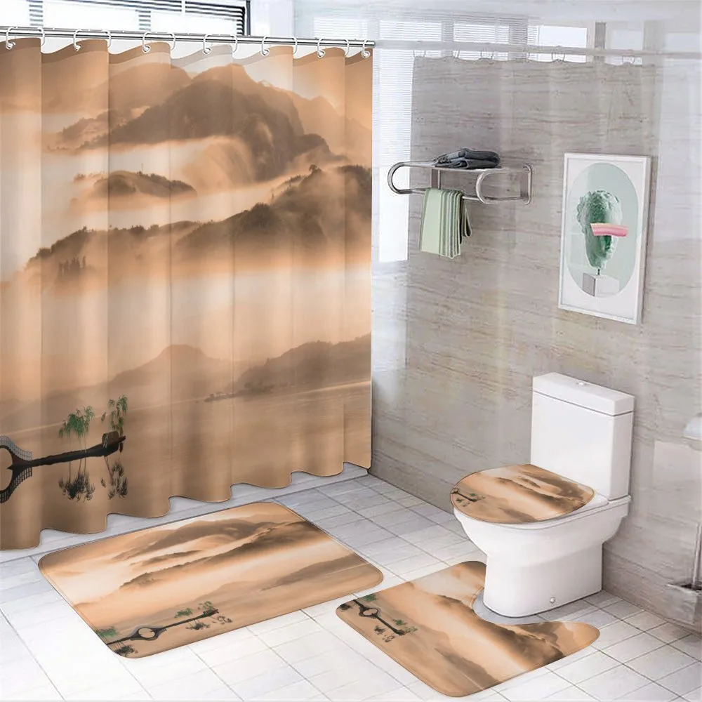 Chinese Lake Landscape — 4-Piece Bathroom Set preview
