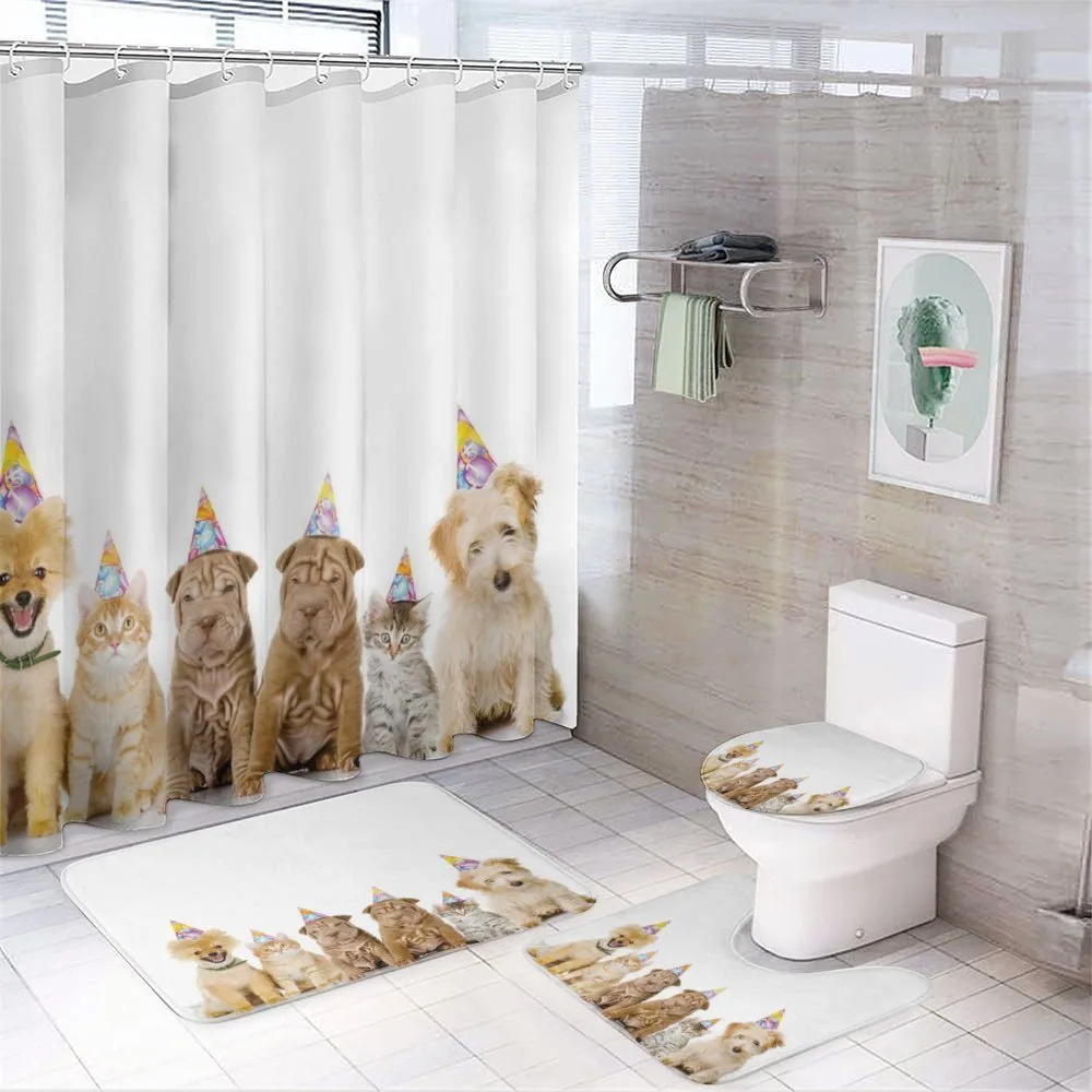 Dogs Cats at a Party — 4-Piece Bathroom Set preview