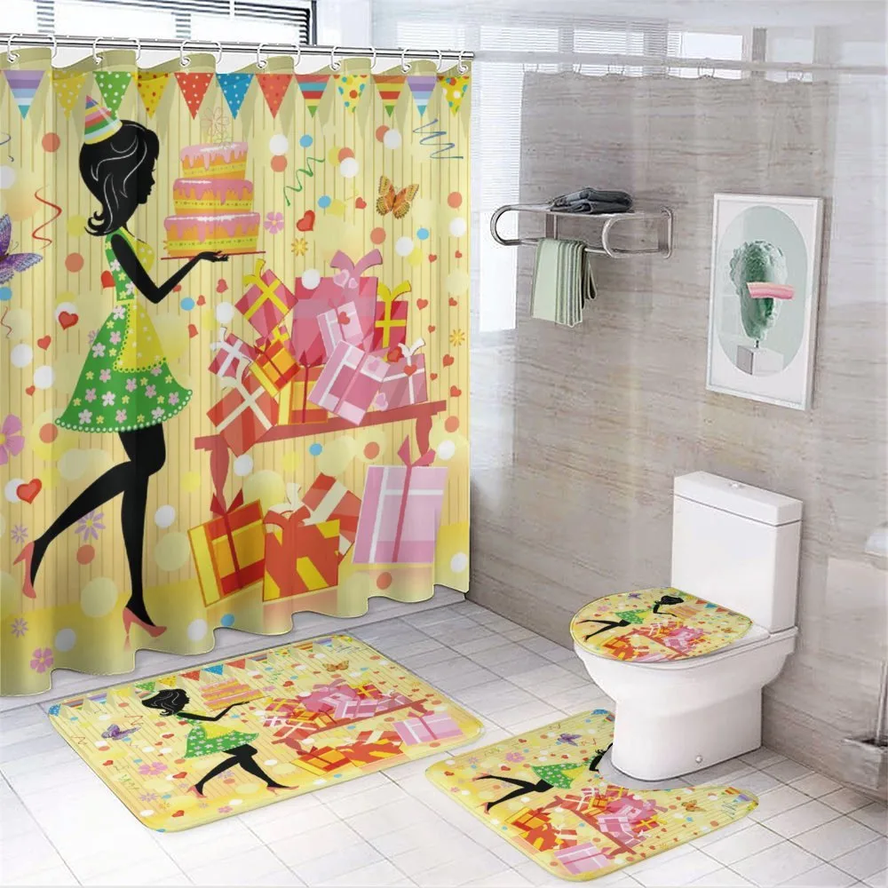Woman with Birthday Cake — 4-Piece Bathroom Set preview
