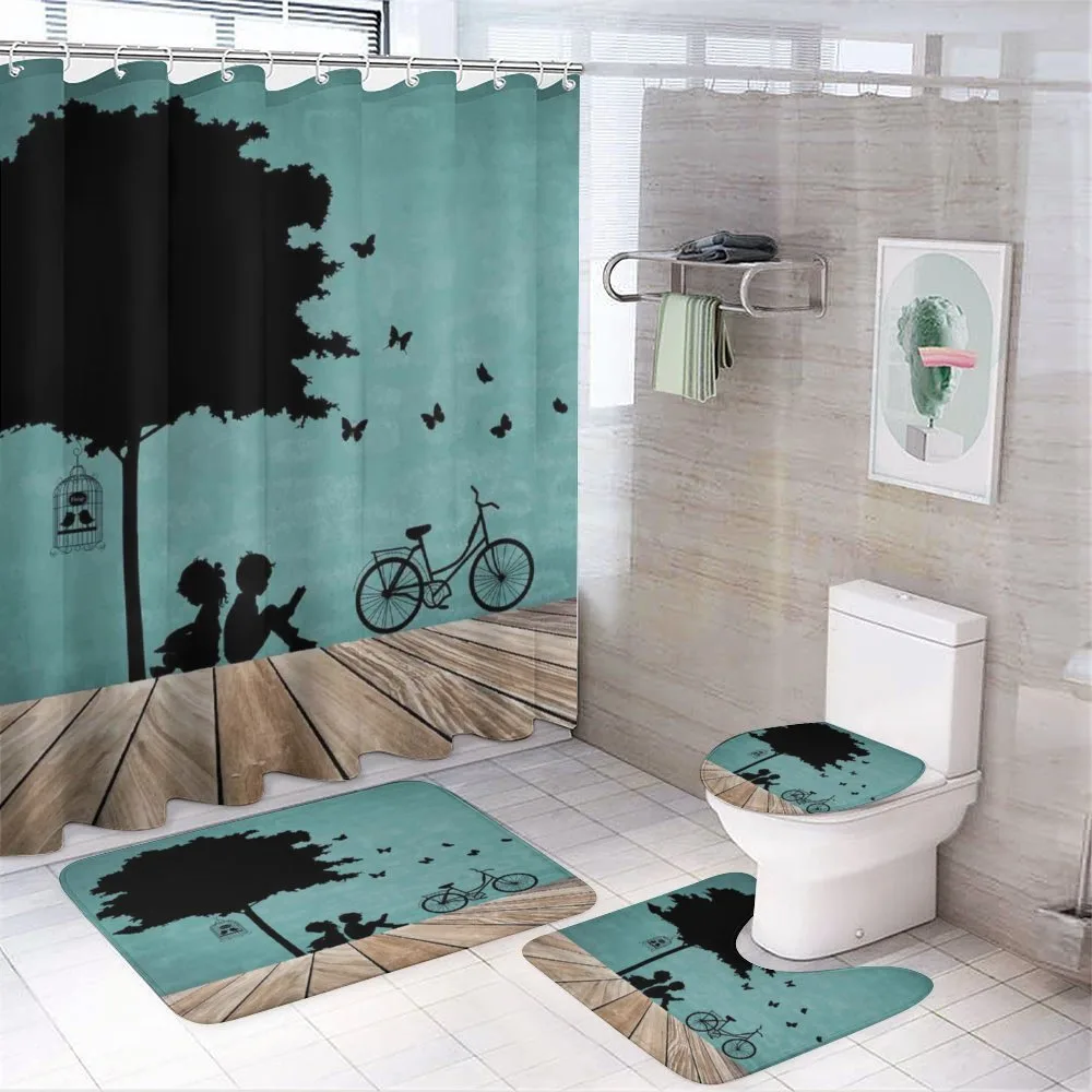 Boy and Girl Under a Tree — 4-Piece Bathroom Set preview