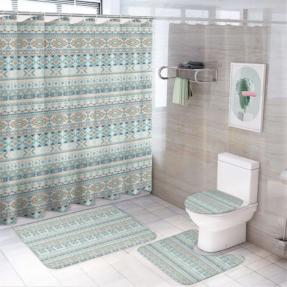 Pastel Tone Geometric Mexican — 4-Piece Bathroom Set preview