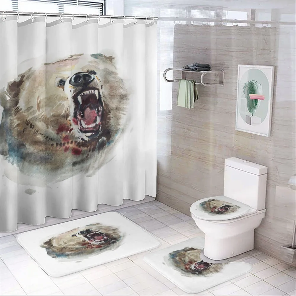 Watercolor Vicious Growl — 4-Piece Bathroom Set preview