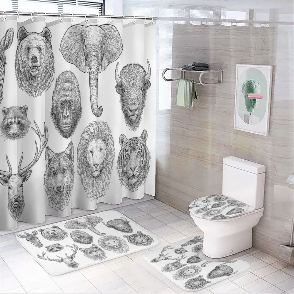 Composition of Animal Heads — 4-Piece Bathroom Set preview
