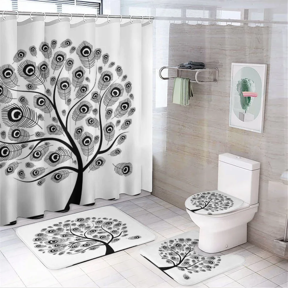 Peacock Motifs — 4-Piece Bathroom Set preview