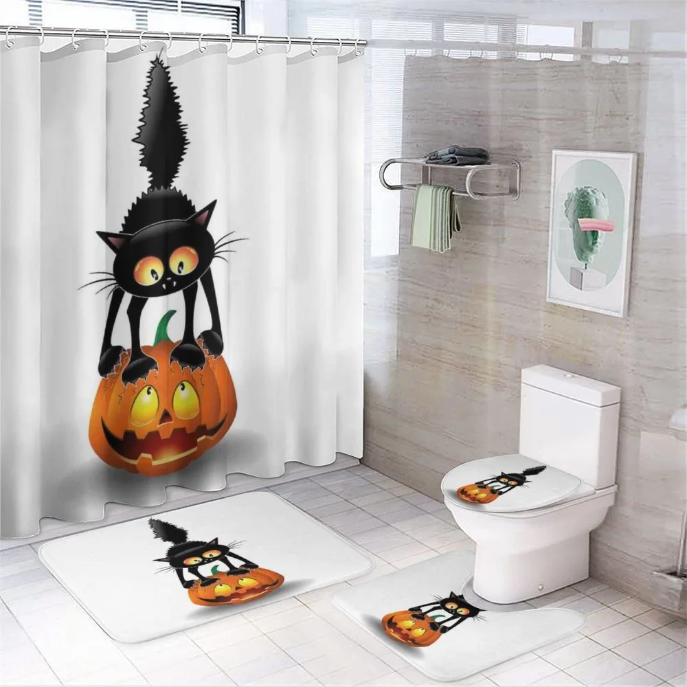Cartoon Animal on Pumpkin — 4-Piece Bathroom Set preview