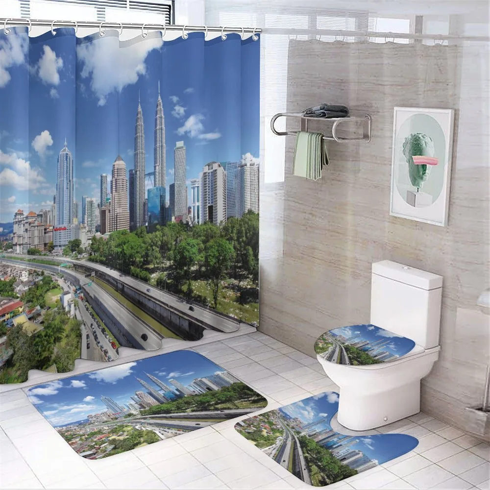 Kuala Lumpur in Clear Day — 4-Piece Bathroom Set preview